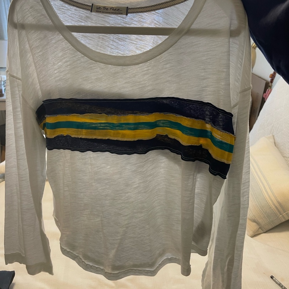 Free People white long sleeve tee with stripe